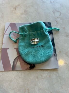 Tiffany & Co. Silver Band Ring with Signature Blue Pouch